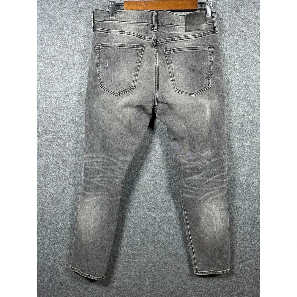 Abercrombie Fitch Mens Skinny Taper Stretch Jeans Gray Size 30W 32L Distressed‎